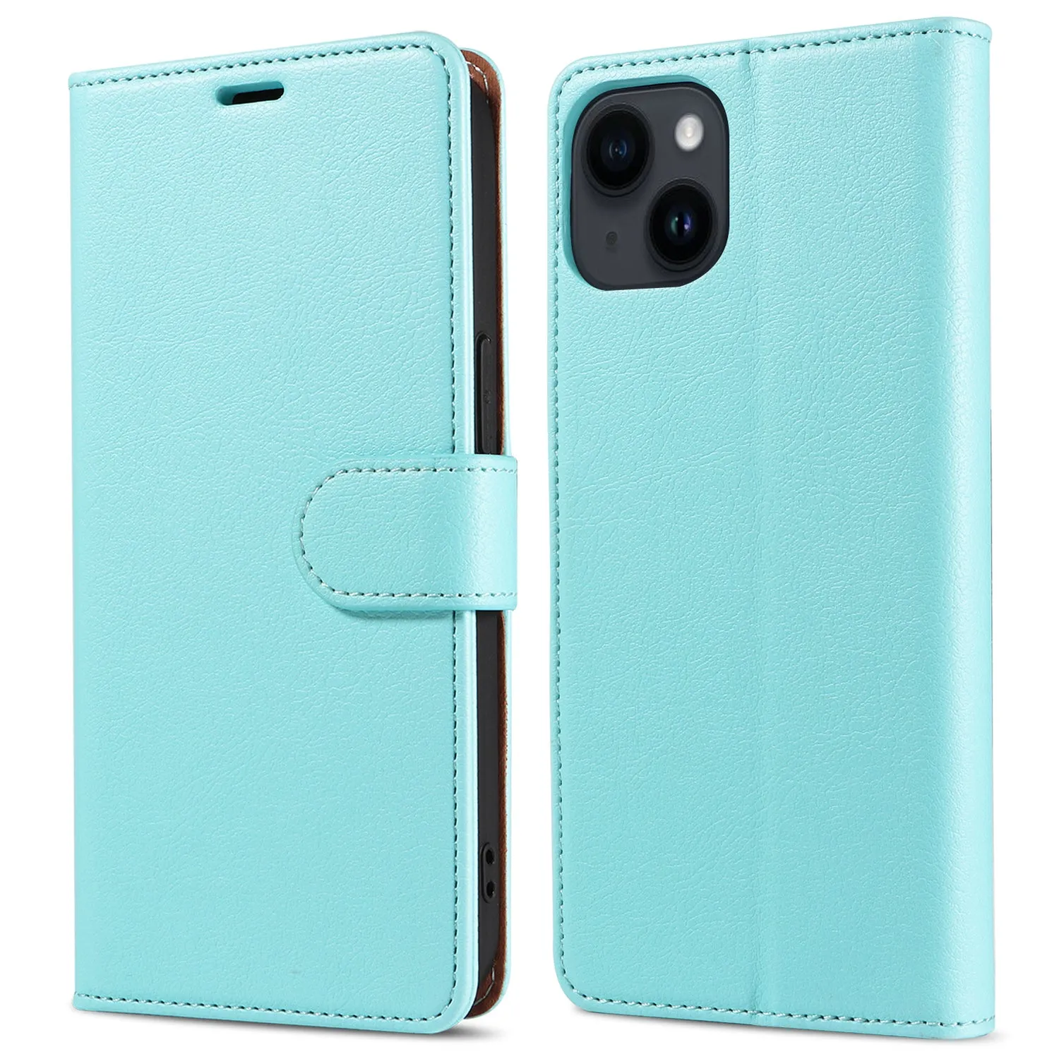 001 For iPhone 15 Pro Max Magnetic Closure Phone Case RFID Blocking Wallet  PU Leather Stand Cover