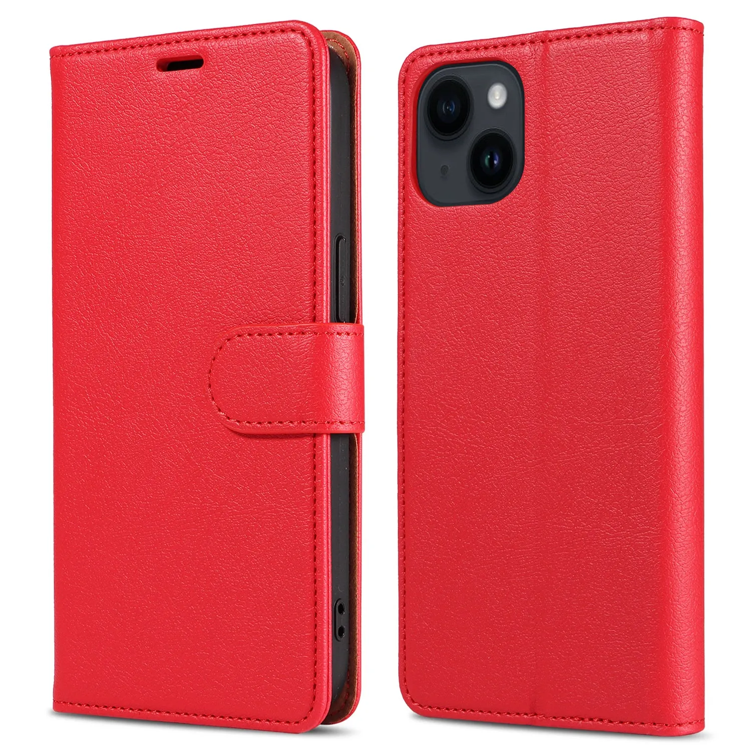 001 For iPhone 15 Pro Max Magnetic Closure Phone Case RFID Blocking Wallet  PU Leather Stand Cover