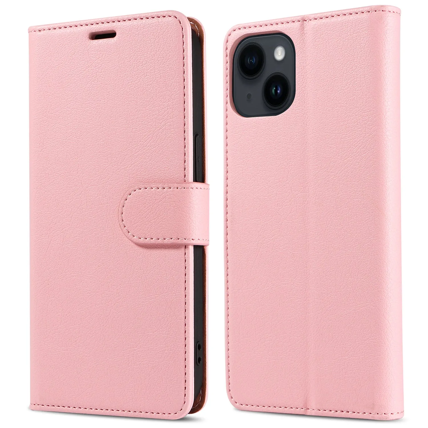 001 For iPhone 15 Pro Max Magnetic Closure Phone Case RFID Blocking Wallet  PU Leather Stand Cover