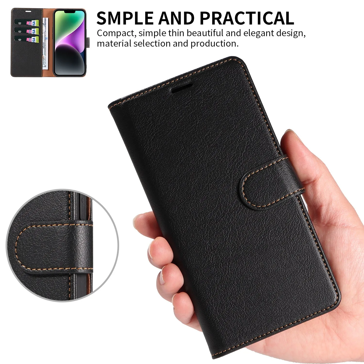 001 For iPhone 15 Pro Max Magnetic Closure Phone Case RFID Blocking Wallet  PU Leather Stand Cover