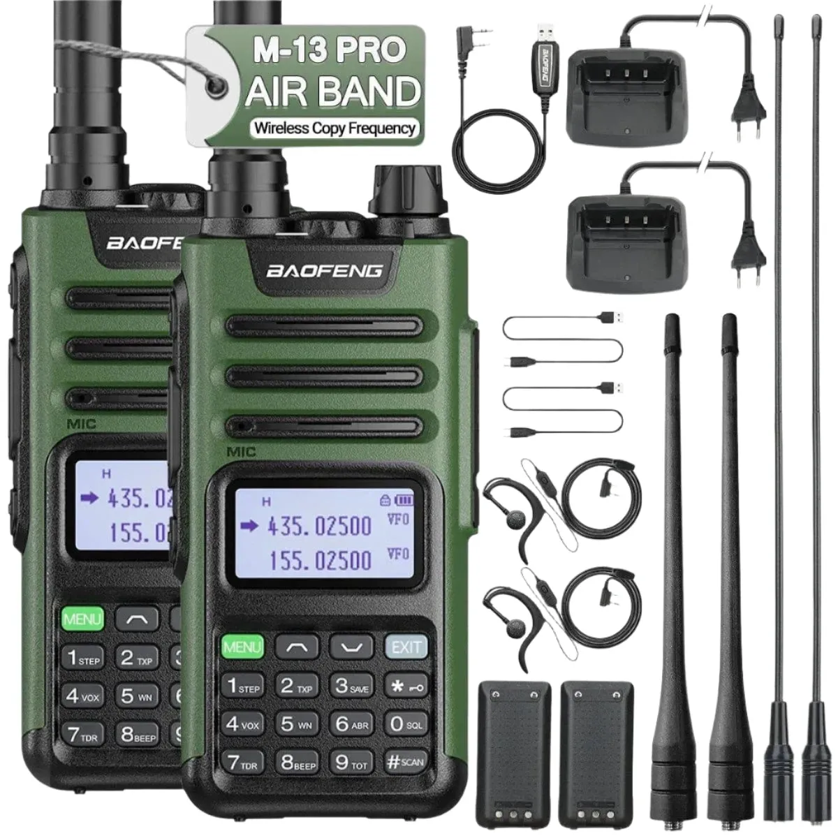 1/2PCS Baofeng M-13 Pro Air Band Walkie Talkie 10W Wireless Copy Frequency Long Range Type-C NOAA AM UV-5R K5 Ham Two Way Radio