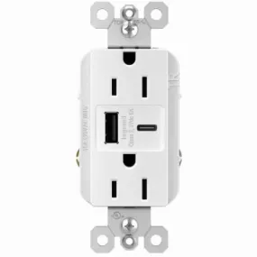 15A WHT A/C USB Outlet