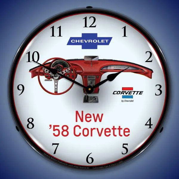 1958 Corvette Dash Backlit LED Clock