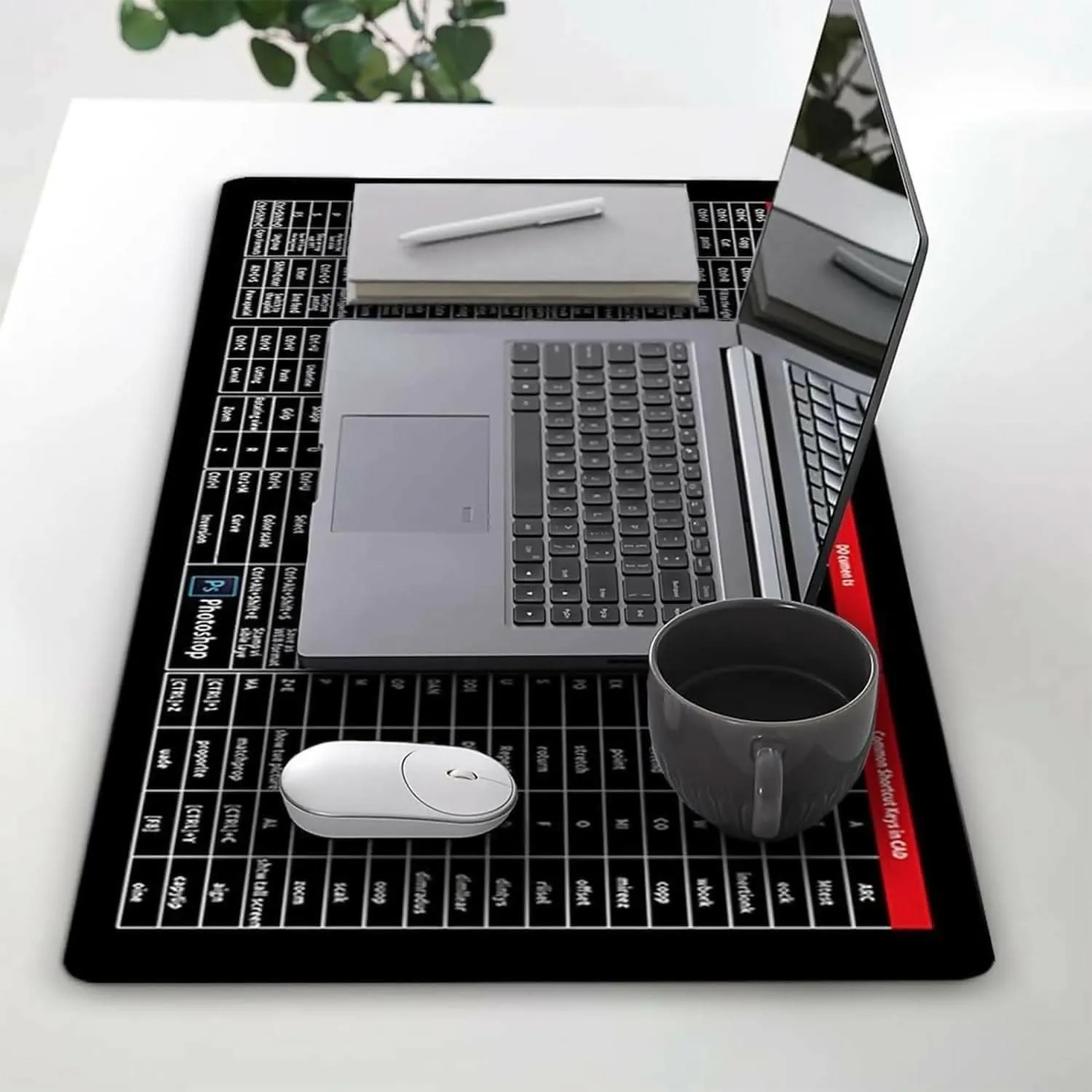 2 in 1 Large Anti-Slip Keyboard & Mouse Pad with Excel Shortcuts