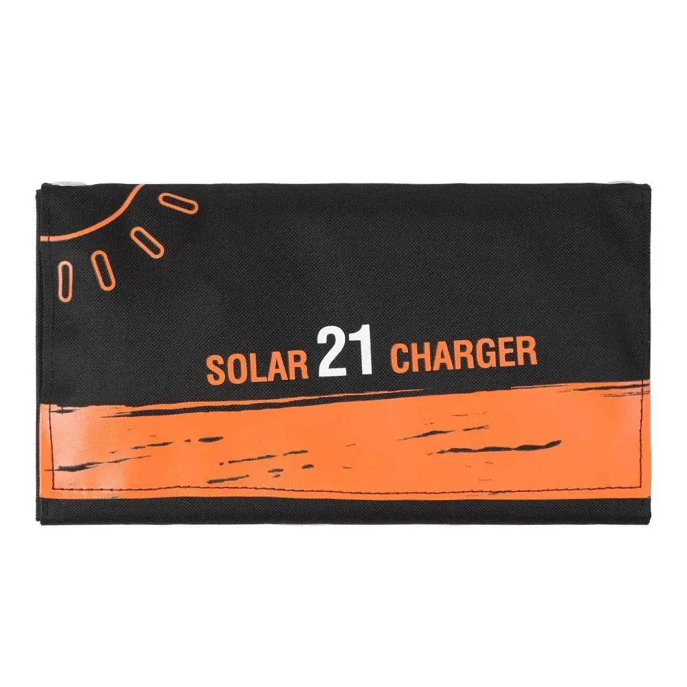 21W Foldable Sun Power Charger Waterproof Sun Power Panel Charge Dual USB Ports Portable Power Source for Cell Phone Tablet