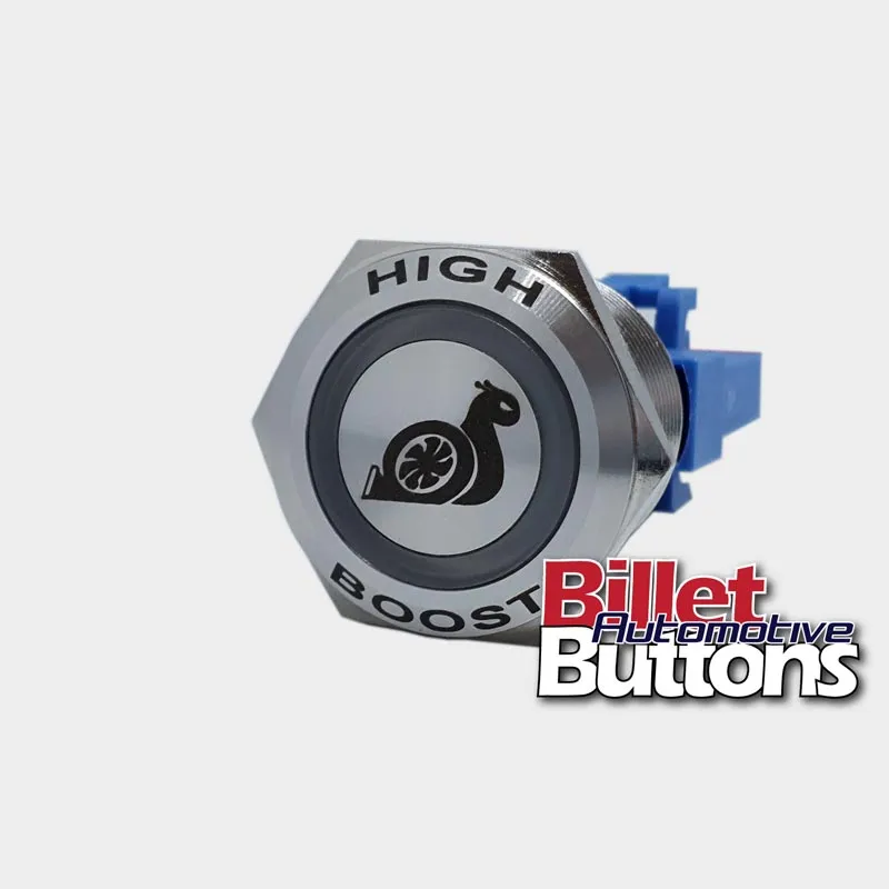 22mm FEATURED 'HIGH BOOST SNAIL SYMBOL' Billet Push Button Switch Boost Controller Turbo etc