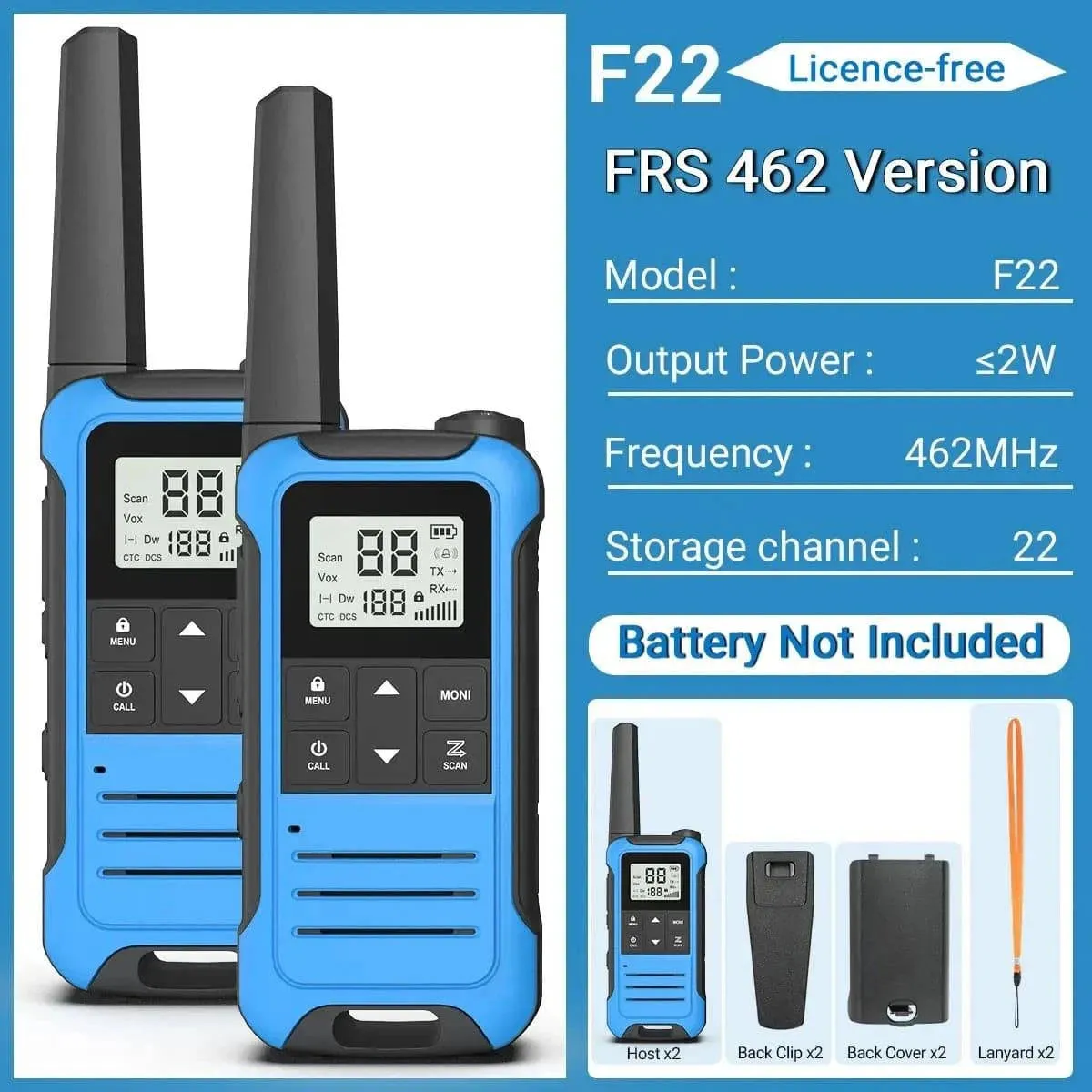 2PCS Baofeng F22 PMR FRS Mini Walkie Talkie Waterproof Type-C Licence-free NOAA Portable Two Way Ham Radio for Hunting