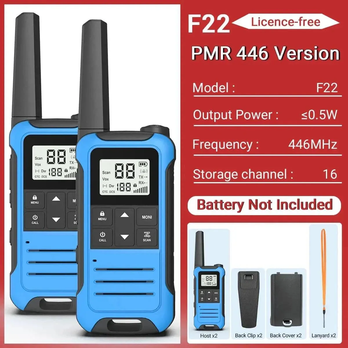 2PCS Baofeng F22 PMR FRS Mini Walkie Talkie Waterproof Type-C Licence-free NOAA Portable Two Way Ham Radio for Hunting