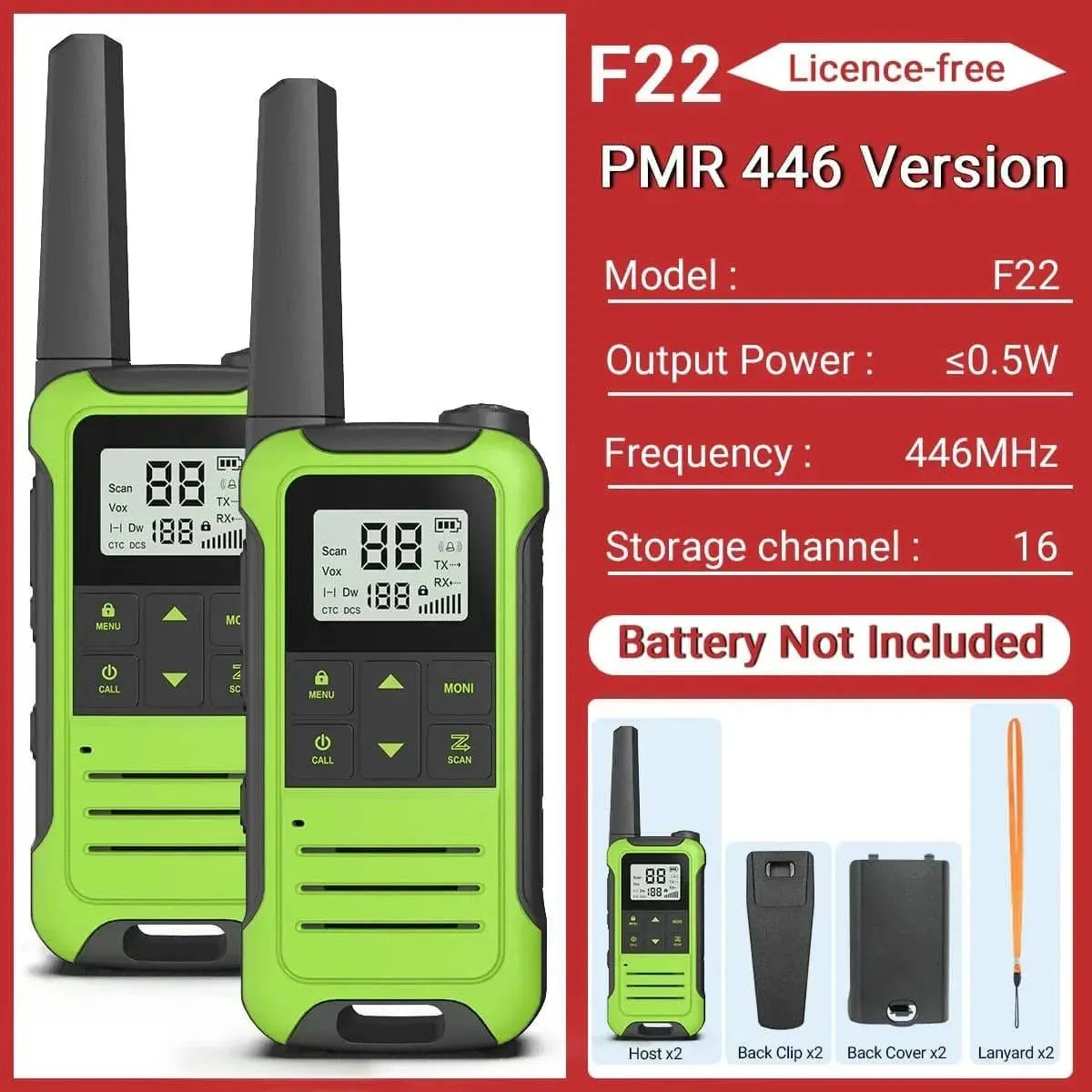 2PCS Baofeng F22 PMR FRS Mini Walkie Talkie Waterproof Type-C Licence-free NOAA Portable Two Way Ham Radio for Hunting