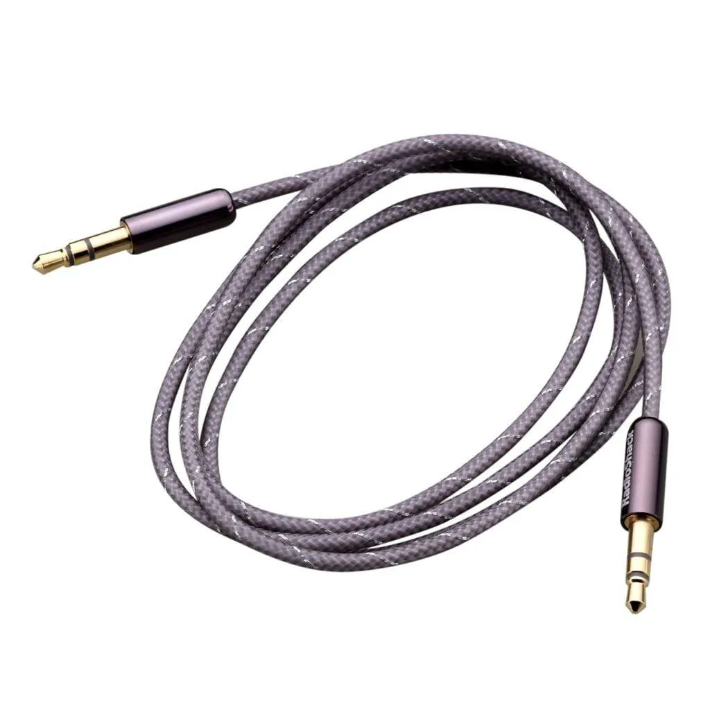 3-Foot 1/8" (3.5mm) Stereo to Stereo Audio Braided Cable - Grey