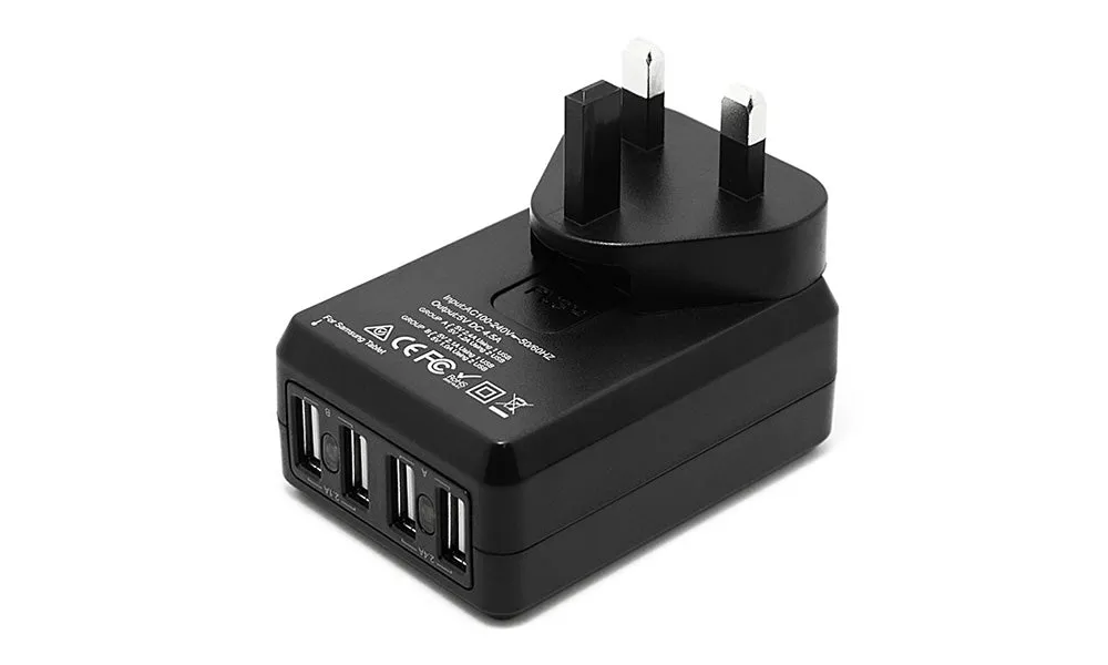 4-Port USB Travel Charger, Intl Adapters, Voltage Detection