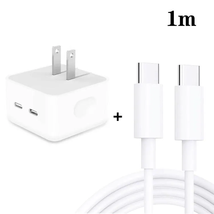 40W Dual PD USB-C Charger with Type-C Data Cable - US Plug, Fast Charging for Multiple Devices