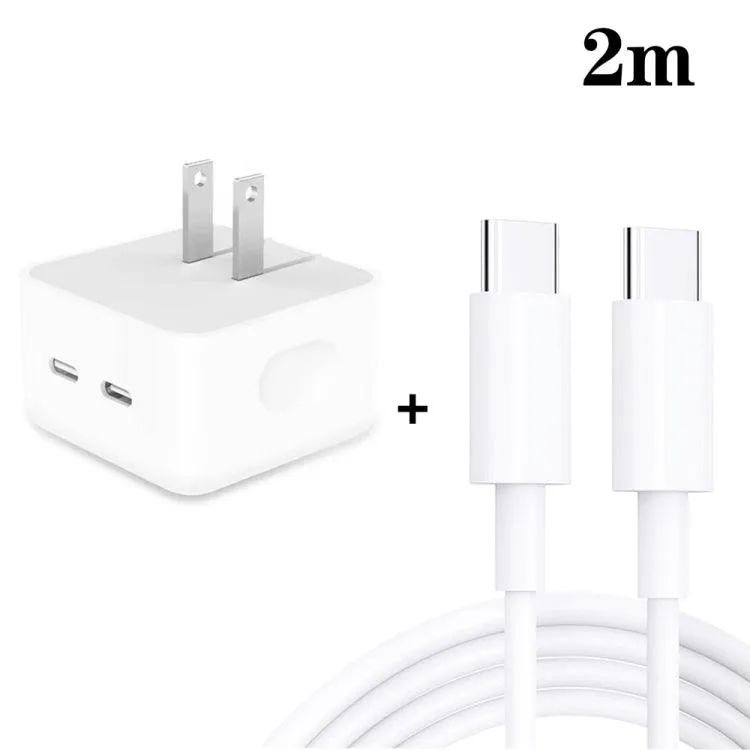 40W Dual PD USB-C Charger with Type-C Data Cable - US Plug, Fast Charging for Multiple Devices