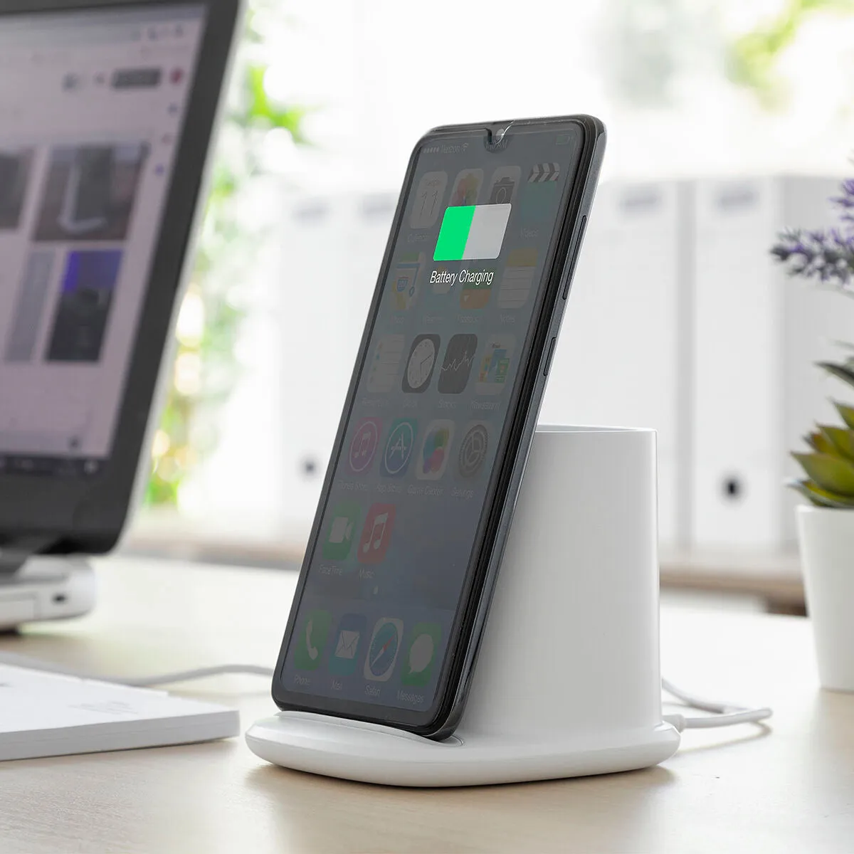 5-in-1 Wireless Charger with Organiser-Stand and USB LED Lamp DesKing InnovaGoods