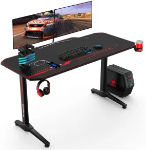 55x23 Inch Ergonomic Gaming Desk E-sports Computer Table PC Desk Gamer Tables Workstation with USB Gaming Handle Rack&Mouse Pad