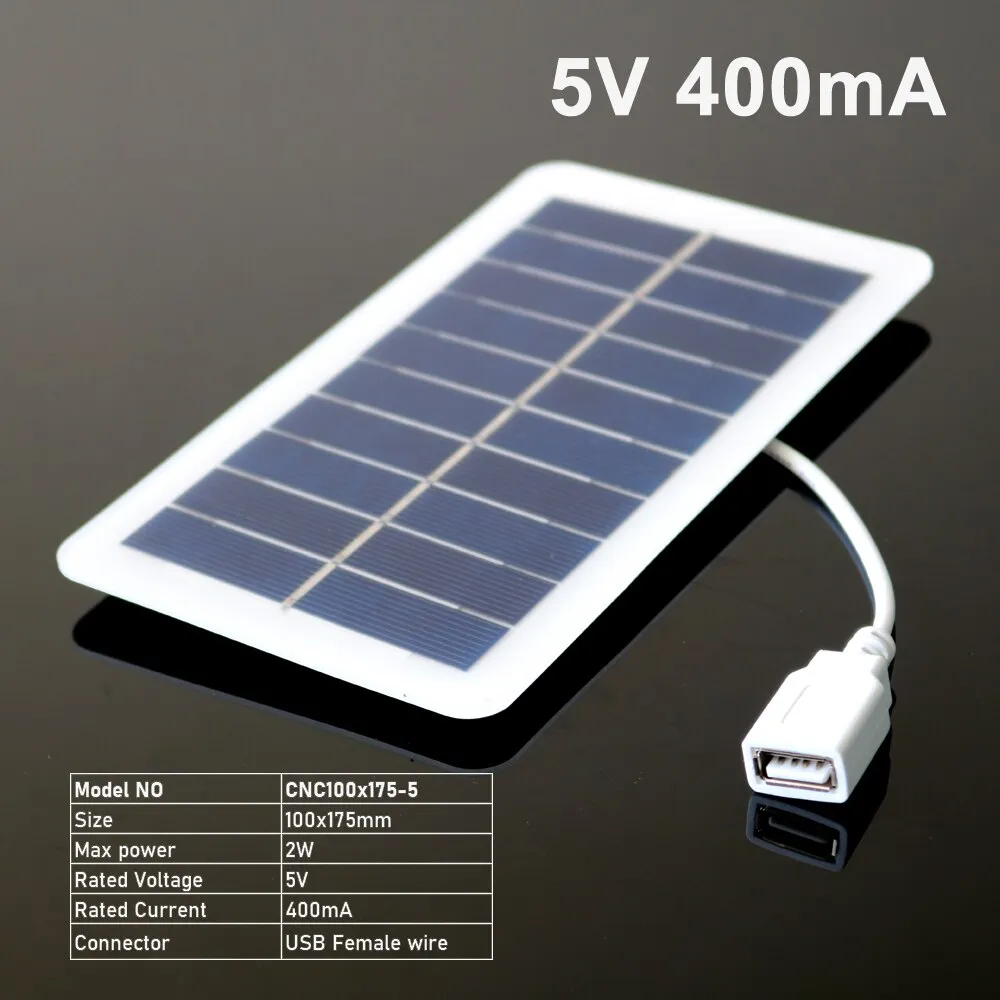 5V 300/400/800mA Output USB Solar Battery Charger 1.5W 2W 4W USB Female port 5.5V 1.65W Charge Regulators Solar Panel 3.7V 18650