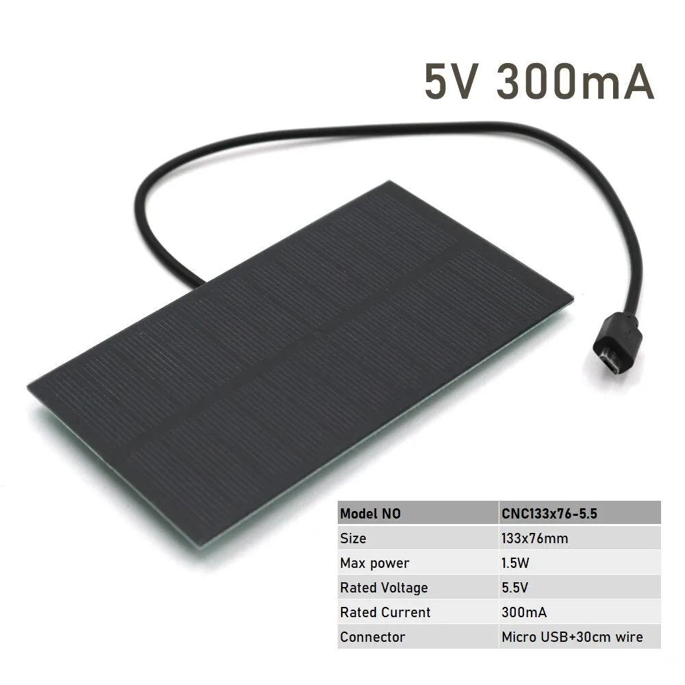 5V 300/400/800mA Output USB Solar Battery Charger 1.5W 2W 4W USB Female port 5.5V 1.65W Charge Regulators Solar Panel 3.7V 18650