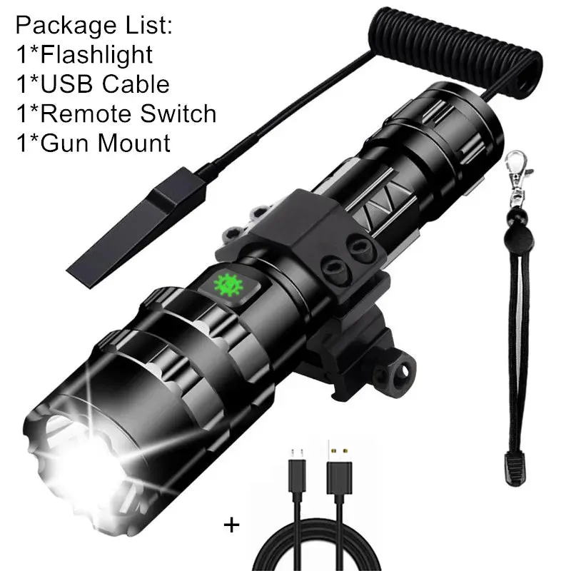 65000LM Professional LED Flashlight for Hunting Tactical Night Scout Lights Set L2 Fish Light USB Rechargeable Waterproof Torch