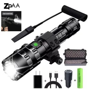 65000LM Professional LED Flashlight for Hunting Tactical Night Scout Lights Set L2 Fish Light USB Rechargeable Waterproof Torch