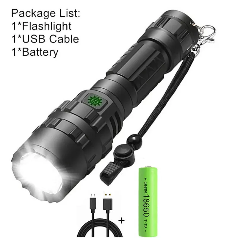 65000LM Professional LED Flashlight for Hunting Tactical Night Scout Lights Set L2 Fish Light USB Rechargeable Waterproof Torch