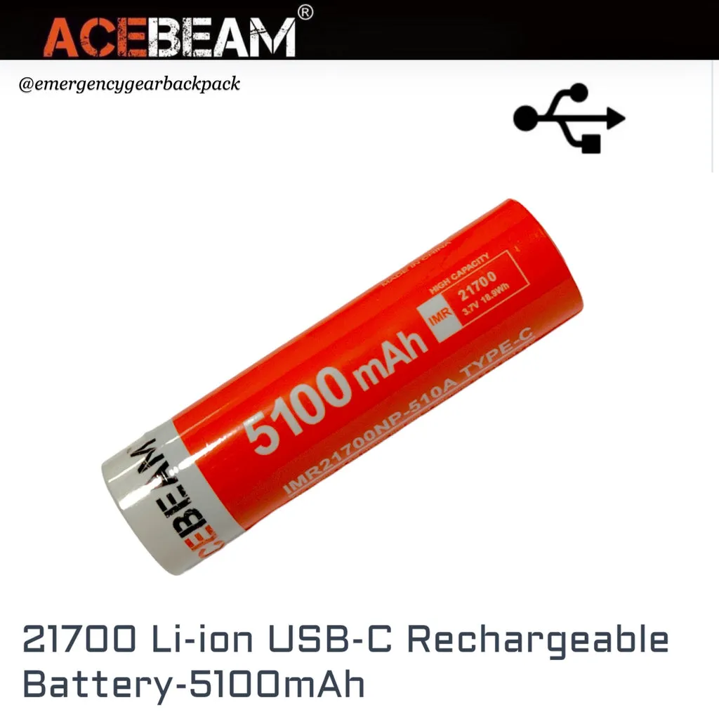 ACEBEAM IMR21700NP 5100mAh 20A High-Drain Rechargeable Li-ion Battery