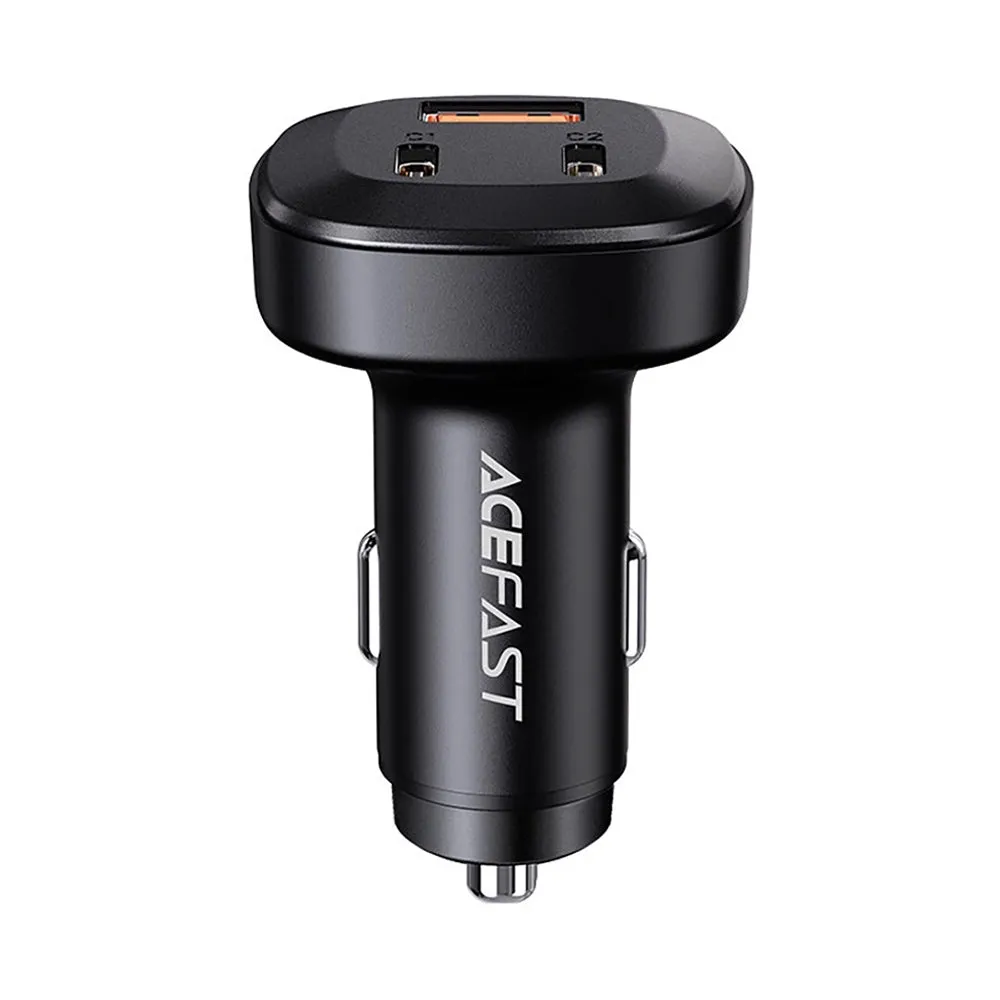 Acefast B3 66W(USB-C USB-C USB-A) three-port metal car charger black