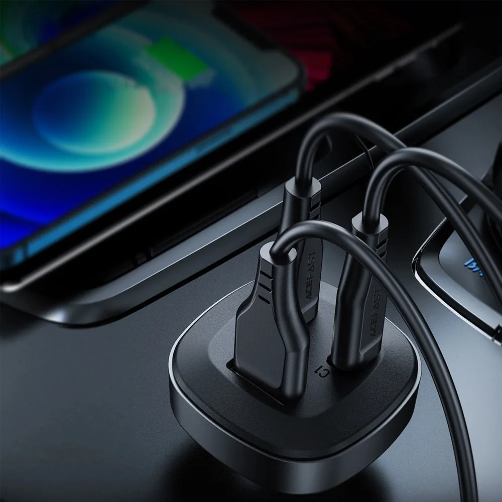 Acefast B3 66W(USB-C USB-C USB-A) three-port metal car charger black