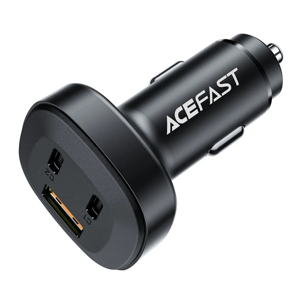 Acefast B3 66W(USB-C USB-C USB-A) three-port metal car charger black