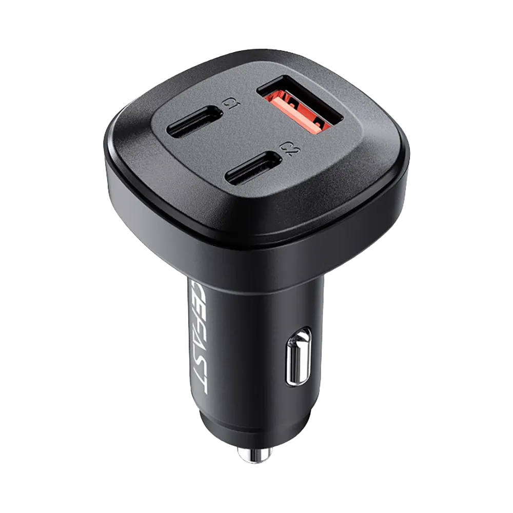 Acefast B3 66W(USB-C USB-C USB-A) three-port metal car charger black