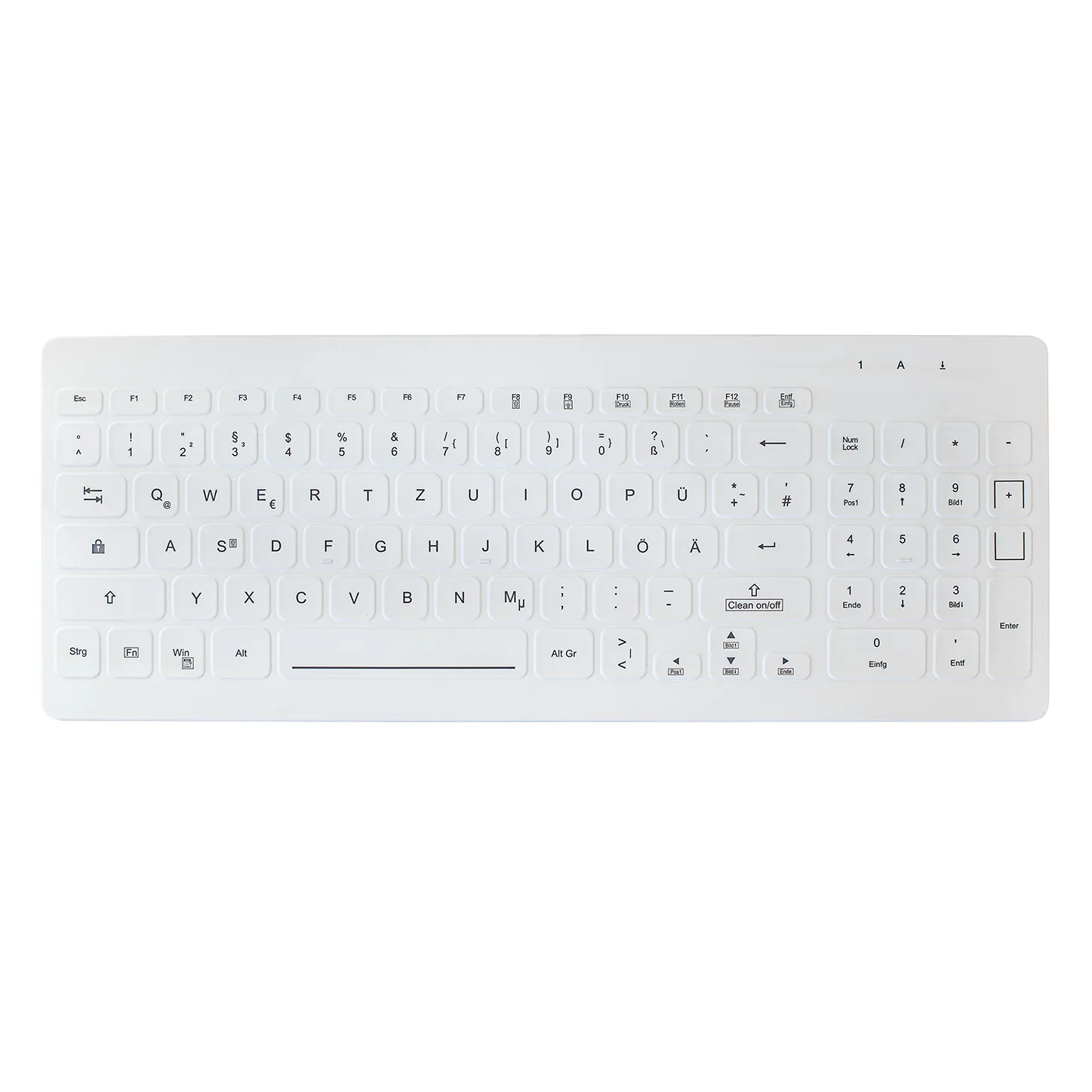 Active Key AK-CB7012F Compact Ultraflat Wipeable Keyboard in White with Backlighting - Wired