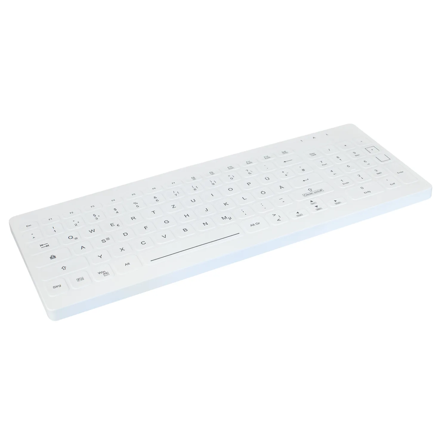 Active Key AK-CB7012F Compact Ultraflat Wipeable Keyboard in White with Backlighting - Wired