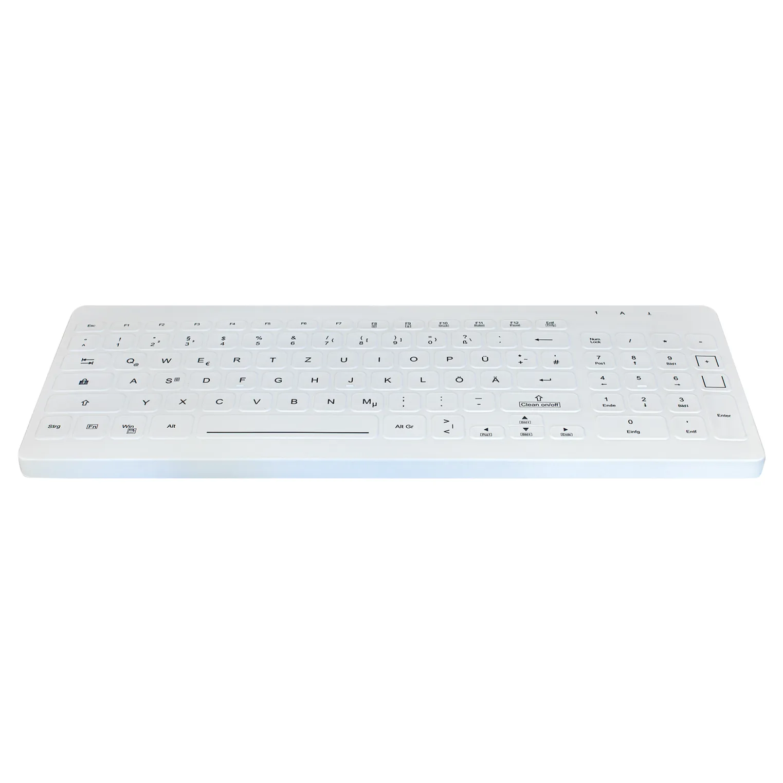 Active Key AK-CB7012F Compact Ultraflat Wipeable Keyboard in White with Backlighting - Wired