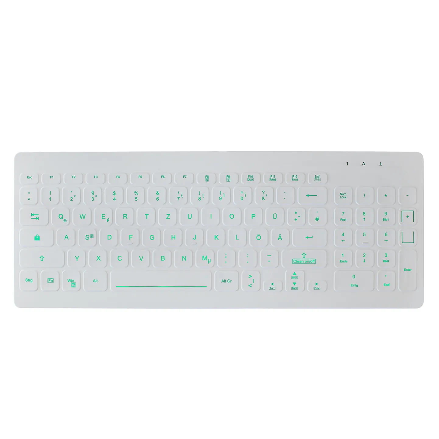 Active Key AK-CB7012F Compact Ultraflat Wipeable Keyboard in White with Backlighting - Wired