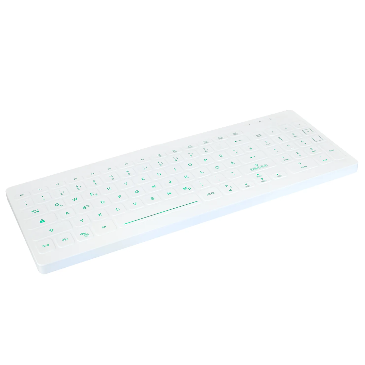 Active Key AK-CB7012F Compact Ultraflat Wipeable Keyboard in White with Backlighting - Wired