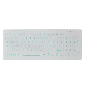 Active Key AK-CB7012F Compact Ultraflat Wipeable Keyboard in White with Backlighting - Wired