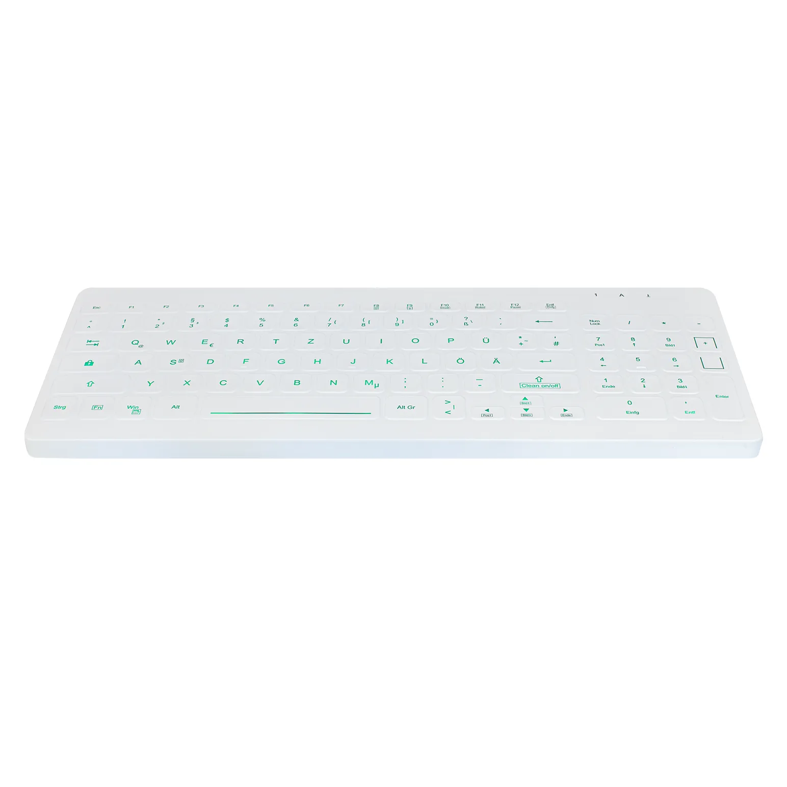 Active Key AK-CB7012F Compact Ultraflat Wipeable Keyboard in White with Backlighting - Wired