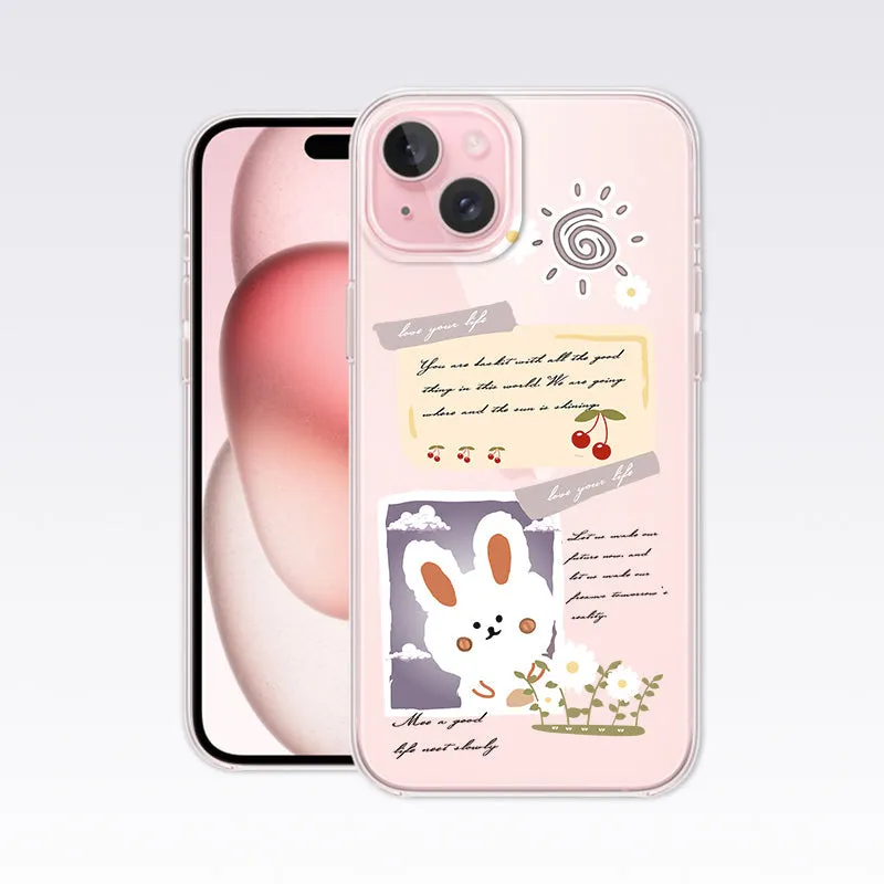 Aesthetic Rabbit with Cursive Text Clear Silicon Cover