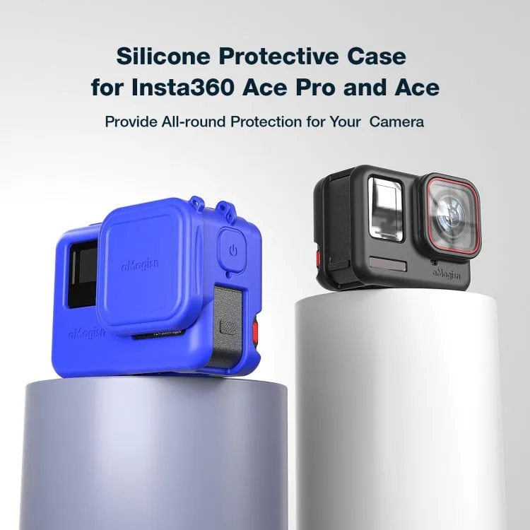 aMagisn Silicone Protection Case Sports Camera Protection Accessories For Insta360 Ace (Blue)