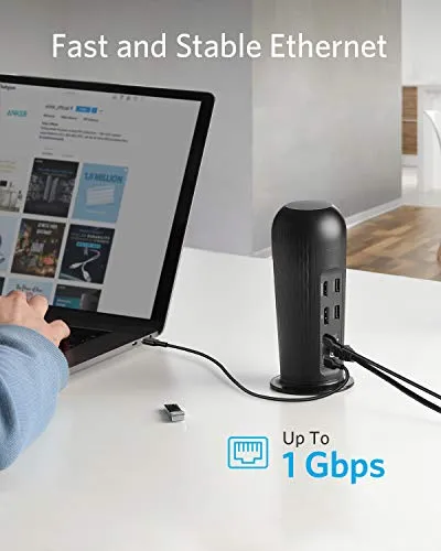 Anker Docking Station, PowerExpand 12-in-1 USB-C PD Media Dock, 60W Power Delivery, 4K HDMI and DP, 2 USB-C Charging Ports, 1 USB-C and 3 USB-A 3.0 Data Ports, SD and TF Slots, Gigabit Ethernet, Audio