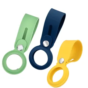 Apple Airtags-(2021) (FOSO) Silicone Loop Case - Light Green, Yellow & Navy Blue