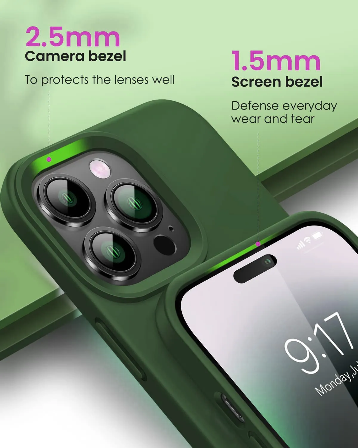 Armoured™ Liquid Silicone Slim Case Cover for Apple iPhone 14 Pro - Forest Green