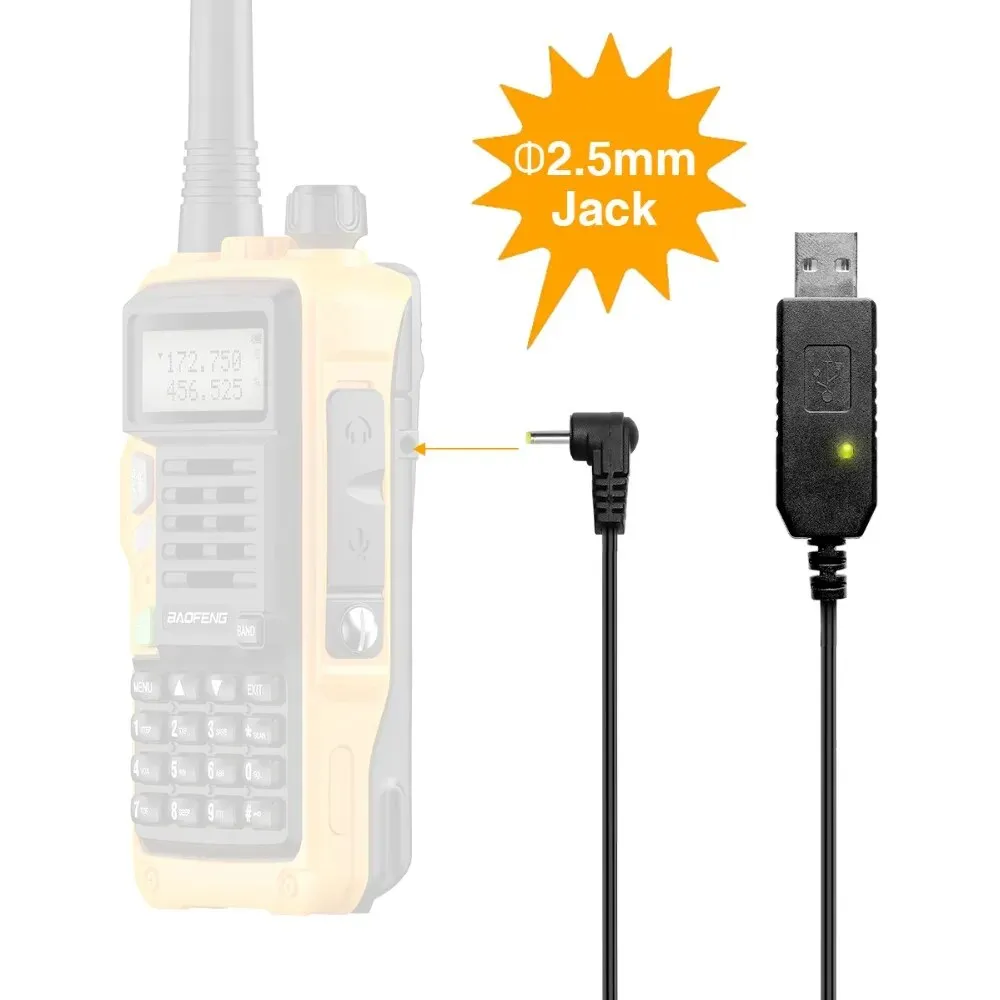 BaoFeng Walkie Talkie USB Charger Cable For UV-5R UV-82 3800mAh UV-S9 Plus BF-B3 Plus AR-152 Walkie Talkie Ham Two Way Radio