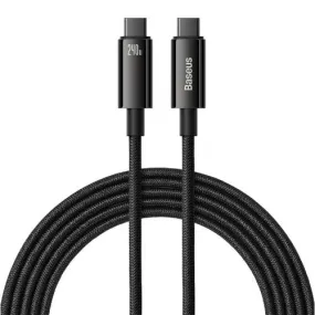 Baseus Tungsten Gold Fast Charging Data Cable Type-C to Type-C, 240Watts, 3Mm, Black