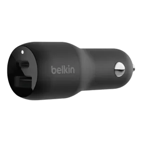 Belkin 37w Dual Car Charger USB-C & USB-A PPS Black