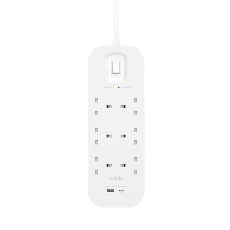 Belkin 6Way 2M Surge Protection Strip with USB A   C