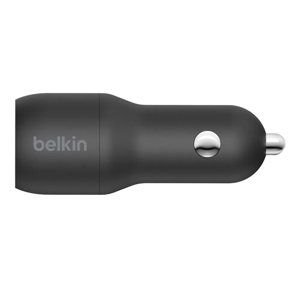 Belkin BOOSTCHARGE Dual USB-A Car Charger 24W   USB-A to USB-C Cable