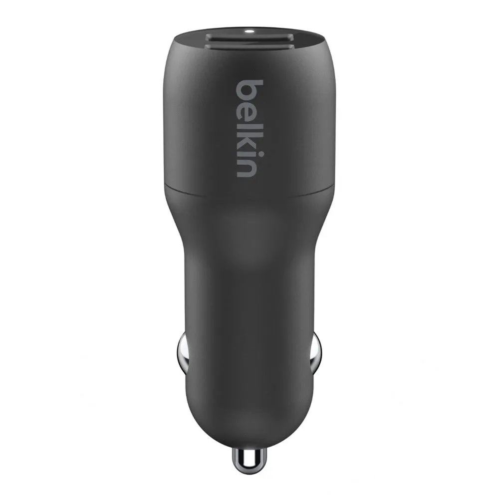 Belkin BOOSTCHARGE Dual USB-A Car Charger 24W   USB-A to USB-C Cable