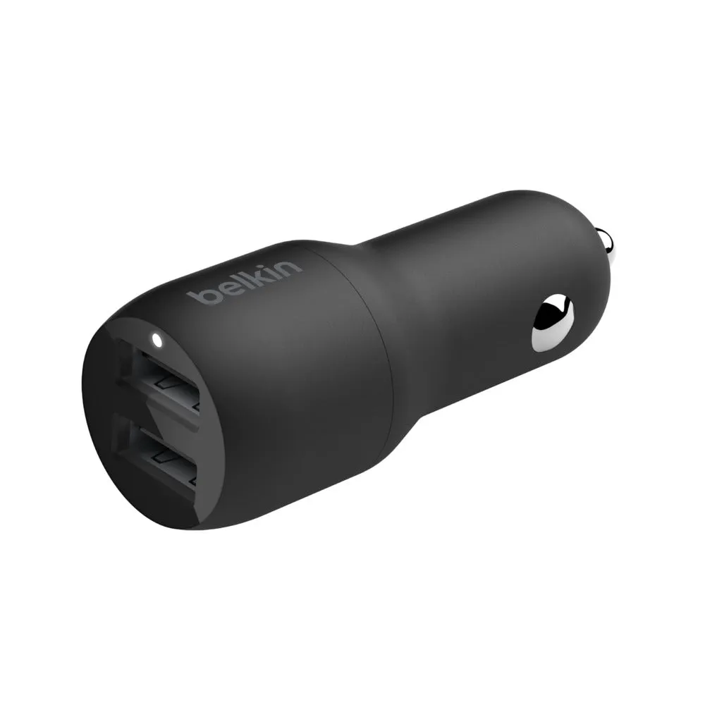 Belkin BOOSTCHARGE Dual USB-A Car Charger 24W   USB-A to USB-C Cable