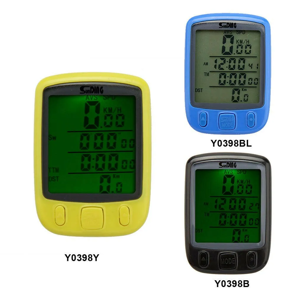 Bike Bicycle Cycling Computer Odometer Speedometer LCD Backlight Backlit Waterproof Multifunction