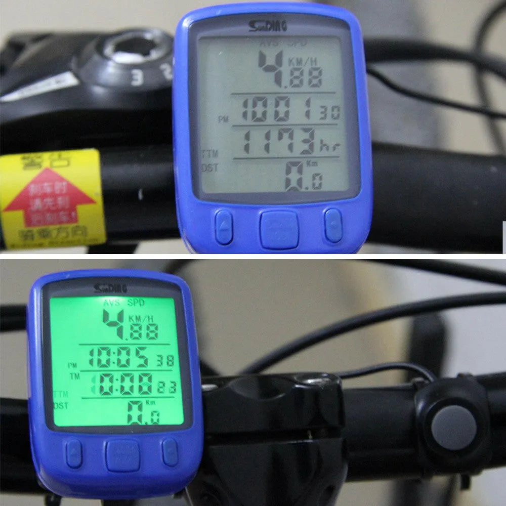 Bike Bicycle Cycling Computer Odometer Speedometer LCD Backlight Backlit Waterproof Multifunction